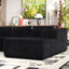 Canapé modulaire rembourré moderne avec méridienne et coussins assortis - Tissu texturé doux, sièges profonds et coussins moelleux, pour les salons contemporains-1366081246