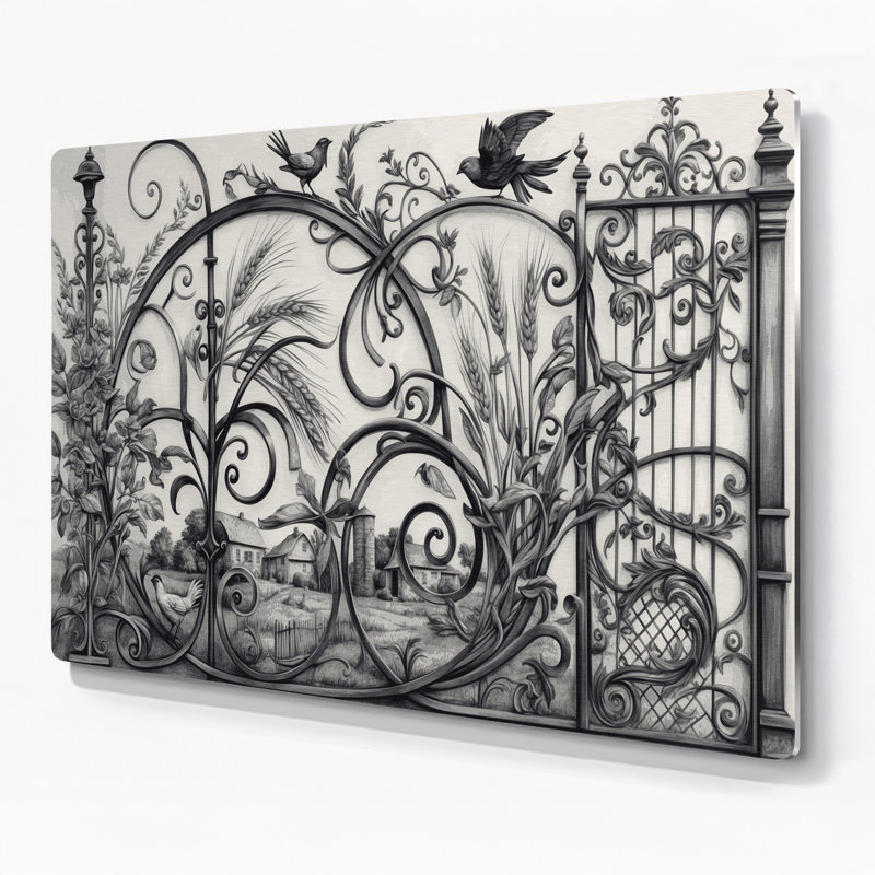 Farm Wrought Iron Gray Metal Wall Art, 12" H x 18" W
