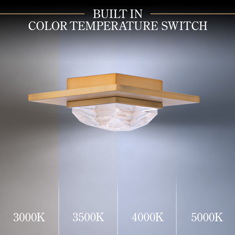 Promenade 1 Light Crystal LED Flush Mount, Aged Brass