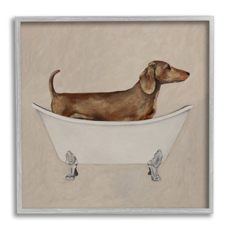 «Dachshund Dog», baignoire vintage, giclée sur toile par Coco de Paris, H 12 po x l 12 po x P 1,5 po