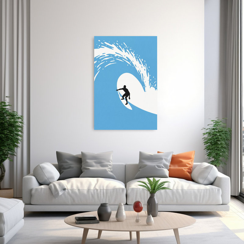 «Surfer In The Tube», art mural plage contemporain, 60" H x 40" W