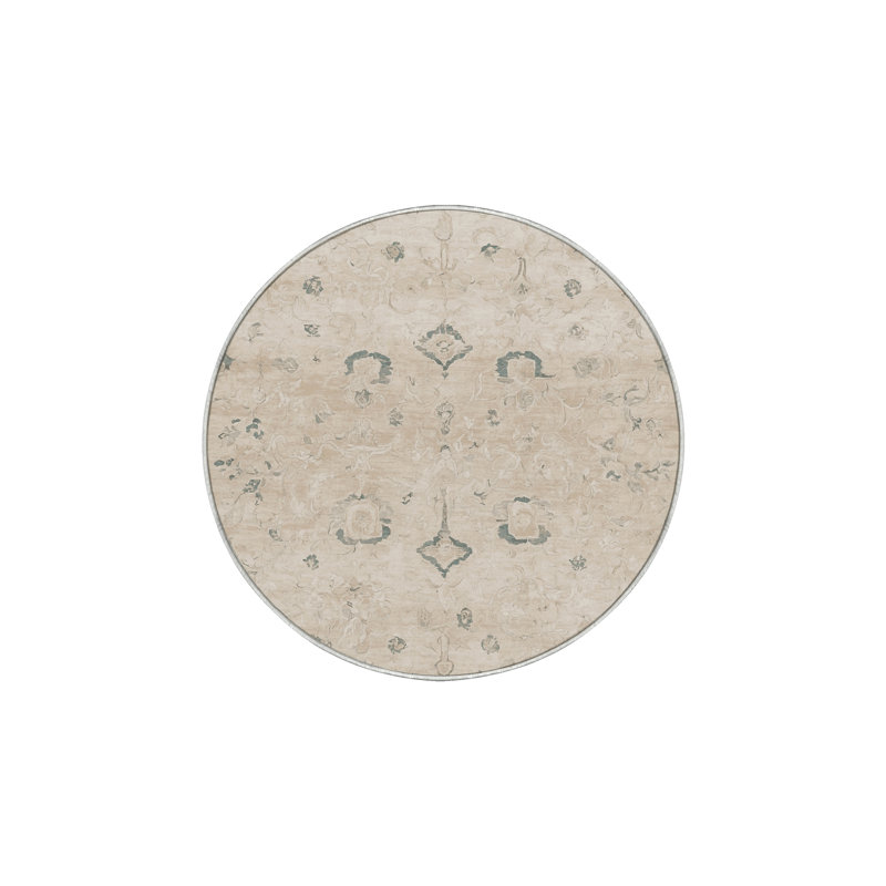 Tapis beige lavable à la machine GSIX03668, Rond 3 pi