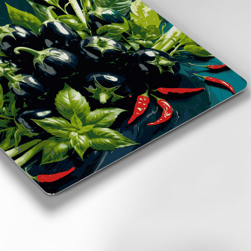 Art mural en métal gris légumes aubergine, H 12 po x l 12 po