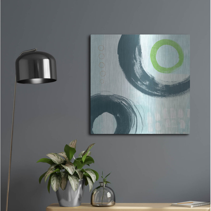 «Blue Circles III» par Linda Woods, H 24 po x l 24 po