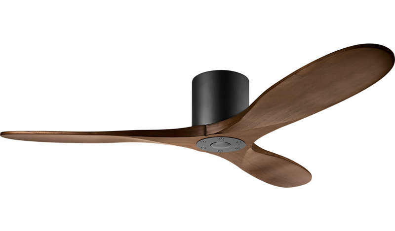 Maverick Smart Hugger Ceiling Fan, Midnight Black, 52" Wide, Dark Walnut