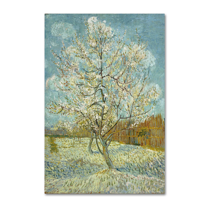 «The Pink Peach Tree» par Vincent Van Gogh, reproduction d'art sur toile tendue, H 24 po x l 16 po
