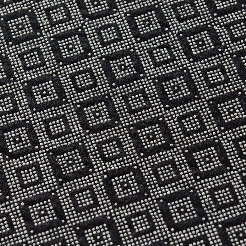 Tapis rectangulaire en polyester tissé à plat à la machine en noir / gris / rose, Rectangle 4 pi 7 po x 6 pi 3 po