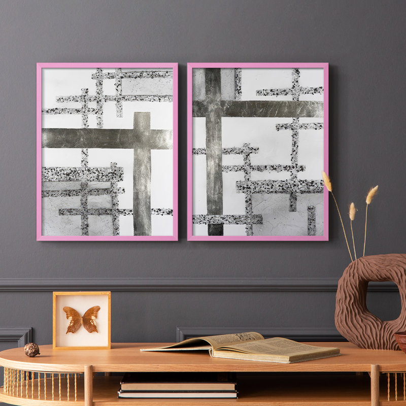 Terrazzo Grid I-Premium, reproduction encadrée prête à accrocher - aucun clou requis - aucun clou requis, H 15 po x l 24 po