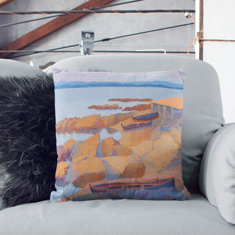 Coast Near Antibes Square Throw Cushion, White, 55cm H x 55cm W x 20cm D