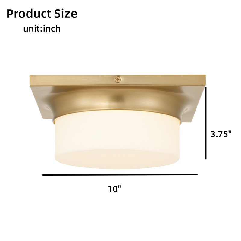 Plafonnier DEL 10 pouces, trois températures de couleur,  Laiton antique, 20 W, H 3,75 po x l 10 po x P 10 po