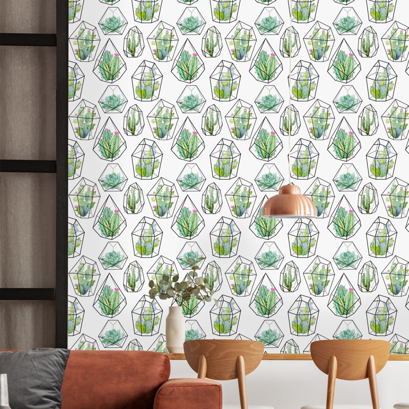Rouleau de papier peint peler et coller Cactus and Succulents, L 10,42 po x l 25 po