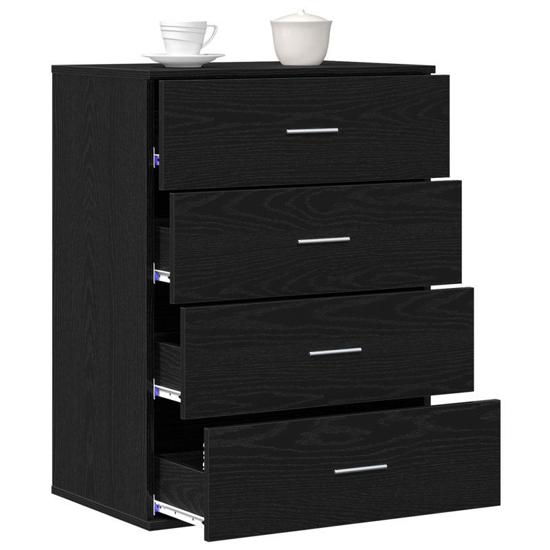 Sideboard With Drawer 60 X 39 X 80 Cm Engineered Wood, Black Oak