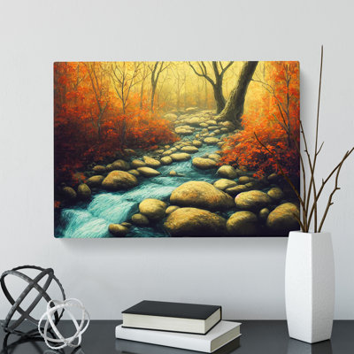 An Autumn Forest Stream - Wrapped Canvas