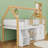 Wooden Low Loft Bed With LED Lights, Storage Shelf And Cabinets-590955768