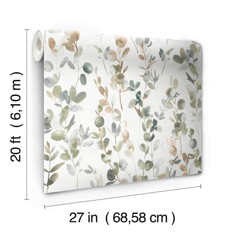 Floral Peel & Stick Wallpaper Roll, Green