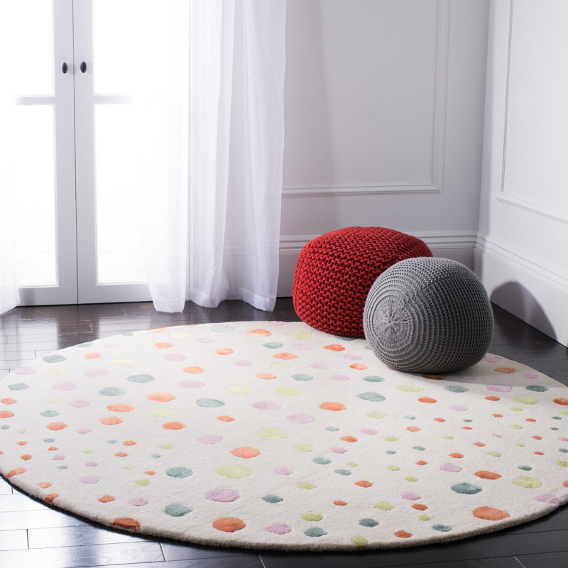 Tapis ivoire touffeté à la main Amier, Rond 6 pi