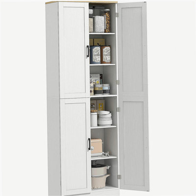 HOMCOM 67-inch Freestanding Kitchen Storage Cabinet, 4-door Storage Cabinet, Kitchen Storage Cabinet with Adjustable Shelves, Door and Shelf Kitchen Cabinet, Vintage White