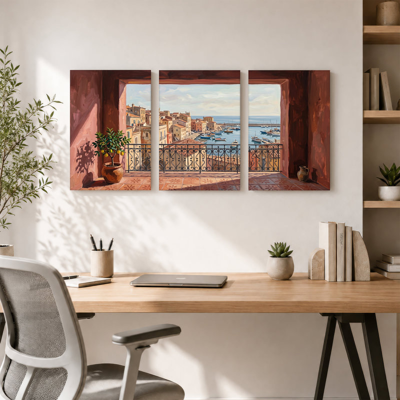 Ensemble de 3 toiles méditerranéennes, 36"H x 24"W x 3pcs