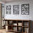 3 Piece Set Wall Decor, Floral Hollow Out Abstract Design, Black Rectangular Metal Frame