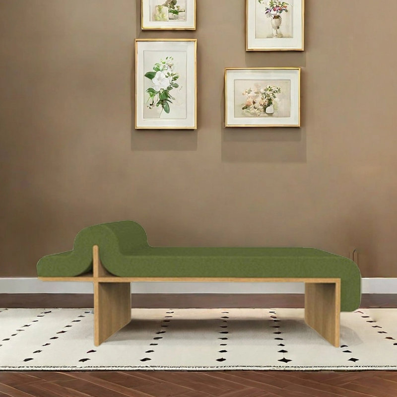 Banc avec siège souple en bois massif et aire de repos pour centre commercial, Vert, H 15,75 po x l 47,24 po x P 19,69 po