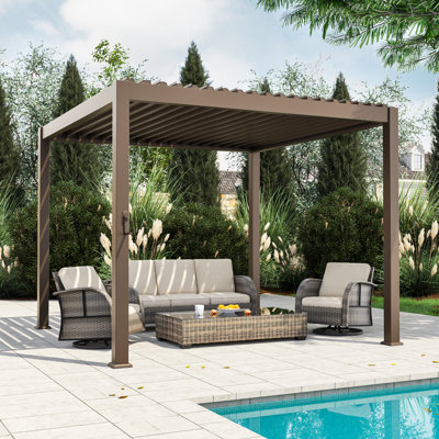 Aluminum Pergola with Louvered Canopy