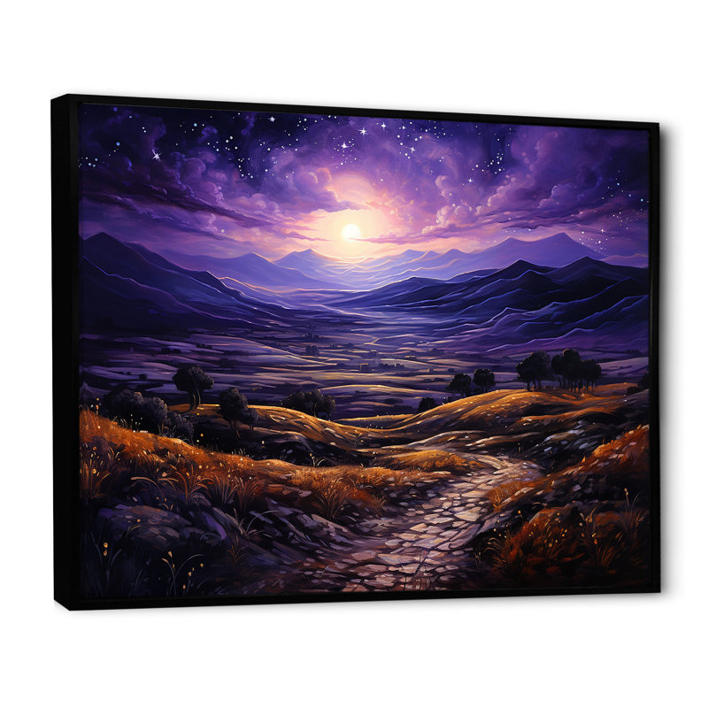 Judaism Desert Negev Nights Haze I - impression, Cadre flottant noir, 16" H x 32" W
