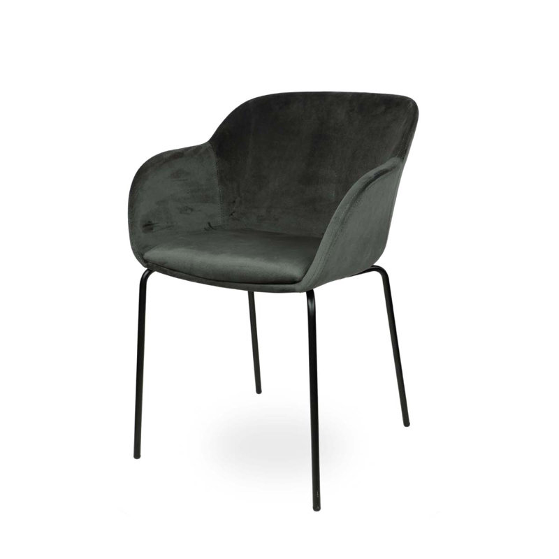 Orason 43cm H Velvet Upholstered Armchair, Grey, Black