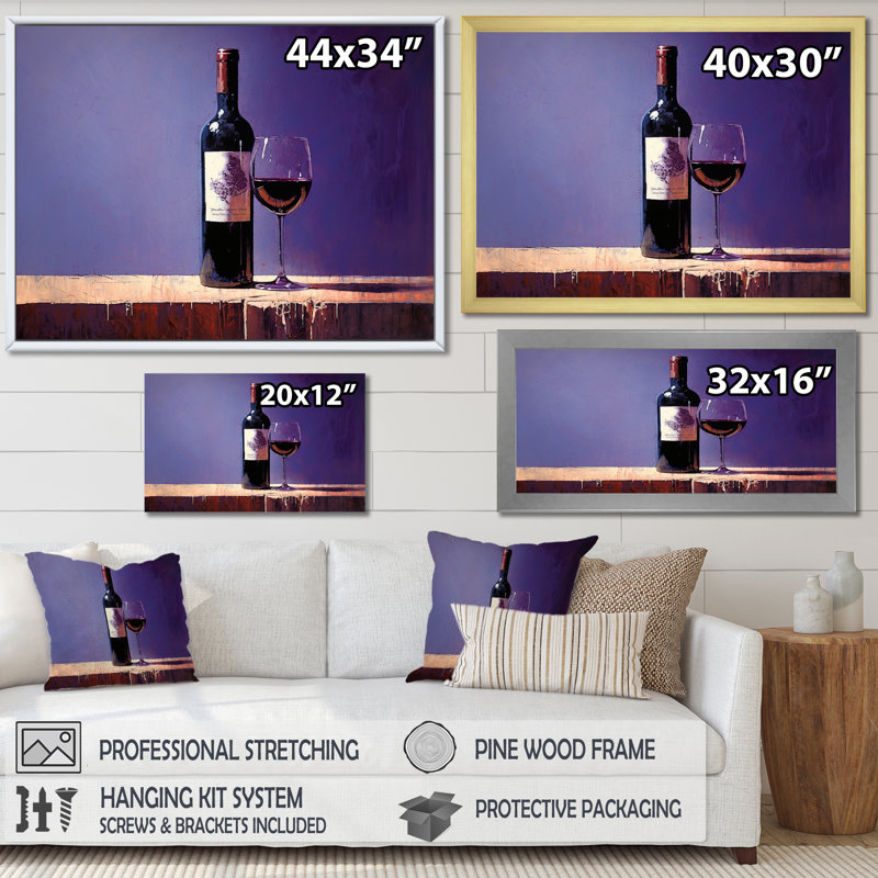 Syrahs Shadow I sur impression sur toile, Cadre flottant doré, H 16 po x l 32 po x P 1 po