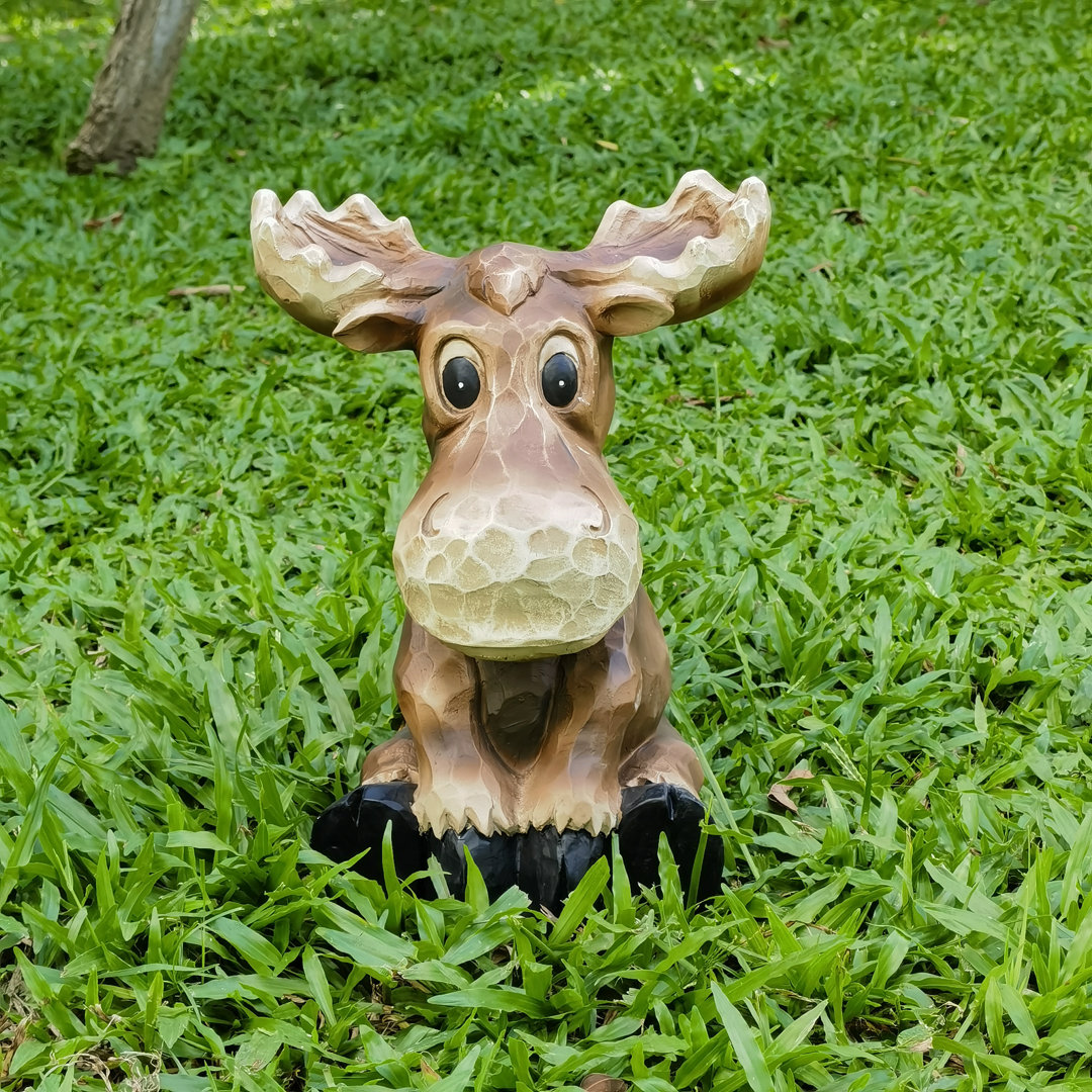 Sitting Moose Garden Statue Decor Hi-Line Gift Ltd.