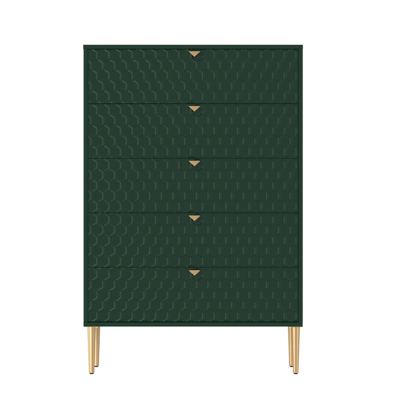 Commode à 5 tiroirs l 31,5 po Lucricia, Vert