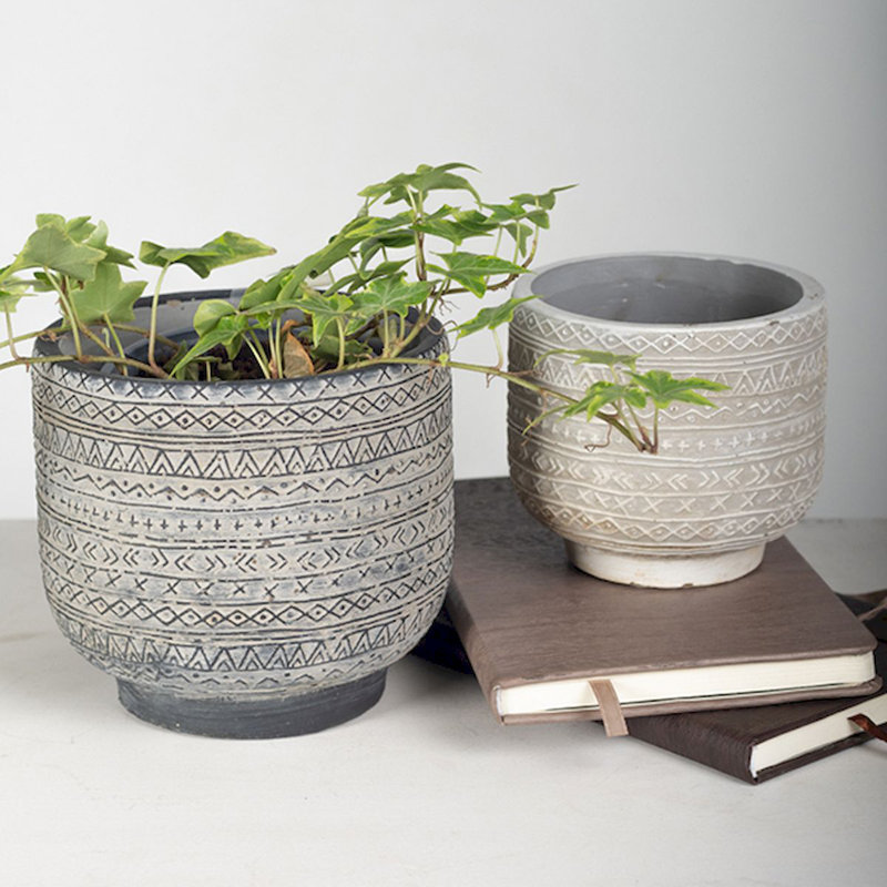 Ensemble de cache-pots en ciment 2 pièces