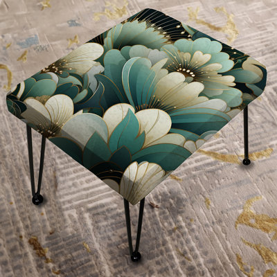 Damask Green Art Decor Pattern - Damask Rectangle Ottoman