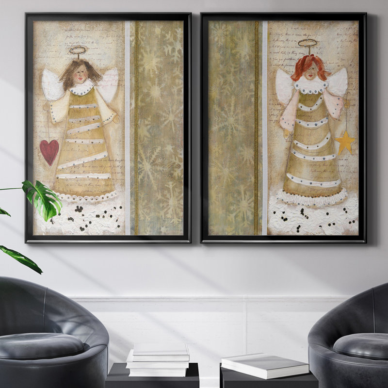 «Cloud Angel with Heart», ensemble de 2 peintures, H 30,5 po x l 42,5 po x P 3 po, H 31,5 po x l 47 po x P 1,5 po