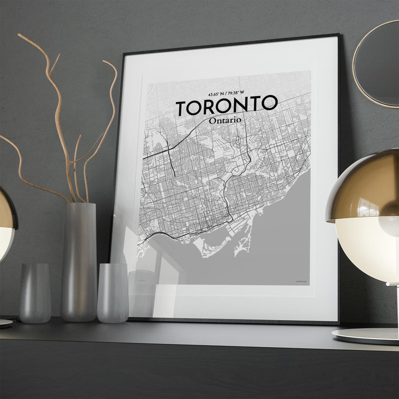 Toronto City Map In Tones - No Frame Print, 20cm H x 16cm W x 0.05cm D