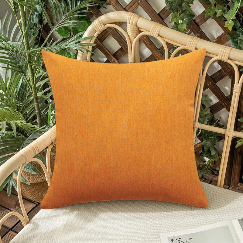 Set of 2 colorful Indoor/Outdoor Throw Pillows Lumbar support FULL set with inserts 18"x18", Square 18", Light Orange