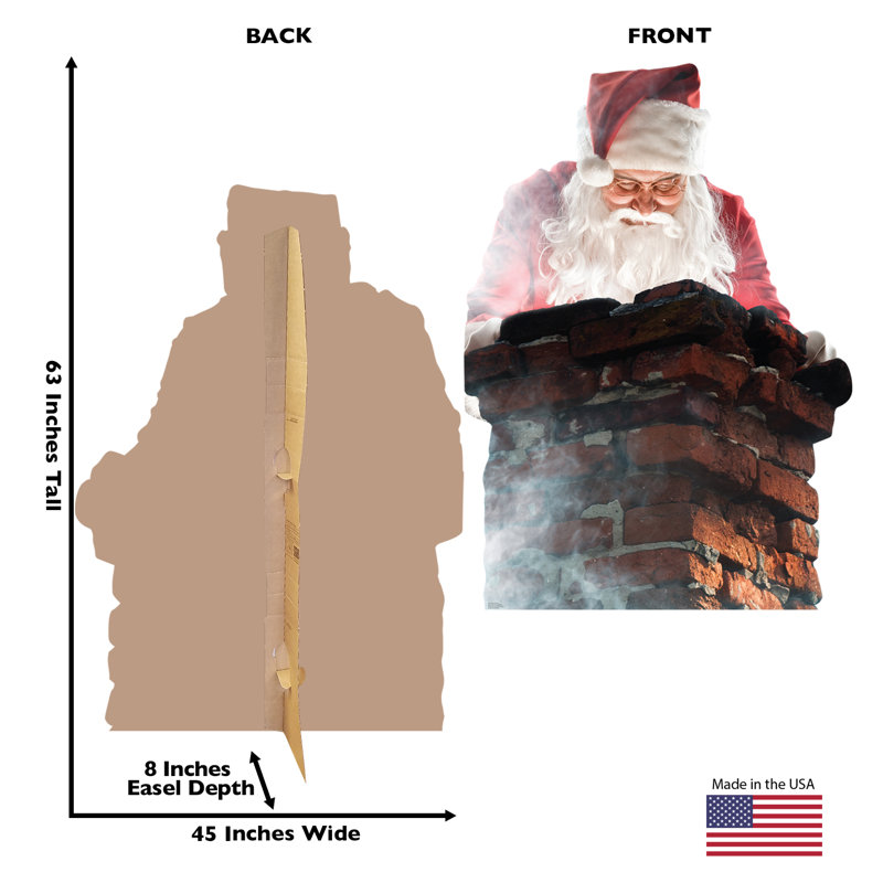 63-Inch Santa in Chimney Cardboard Standup Decor