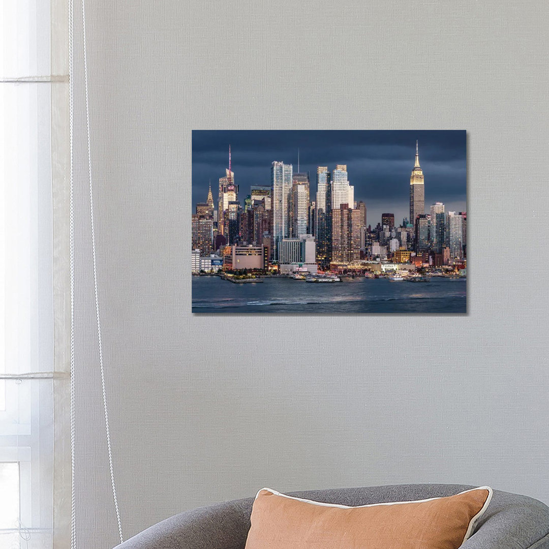 Manhattan Skyline With Empire State Building, New York City by Jan Becke - Wrapped Canvas Print