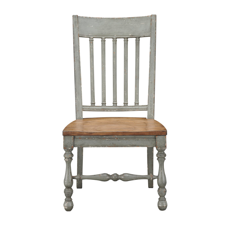 Chaise d'appoint à dossier à lattes en bois massif gris Siish de Siems