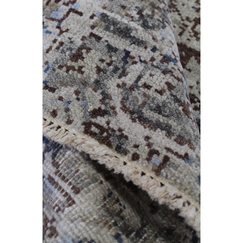 Tapis unique nouvel âge 8 pi 10 po x 12 pi gris / taupe / bleu marine