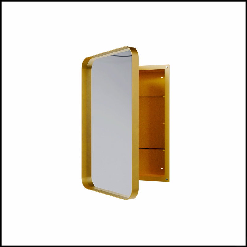 Armoire à pharmacie encastrée de 50 x 75 cm avec cadre en métal, miroir et étagères réglables pour le rangement de la salle de bain