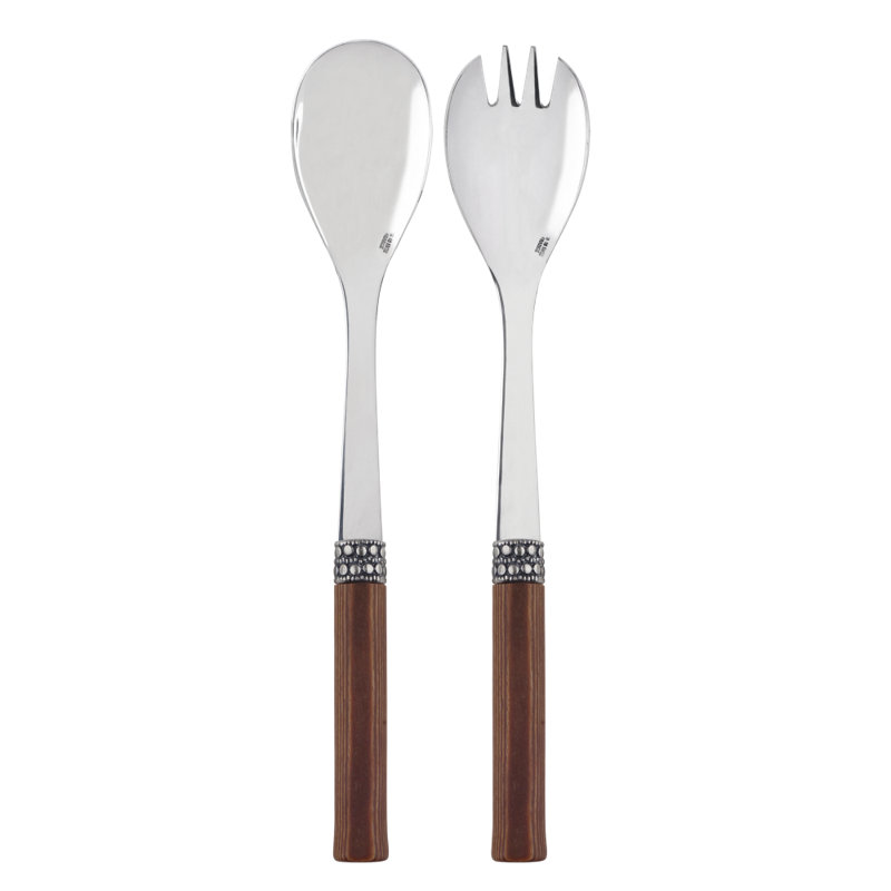 Katmandou Stainless Steel Salad Set, Natural Wood