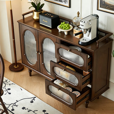 Buffet en bois massif brun 55,12 po