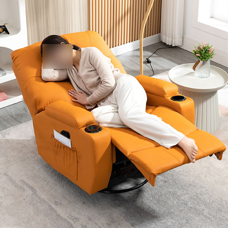 Fauteuil inclinable de salon confortable avec porte-gobelet, Orange
