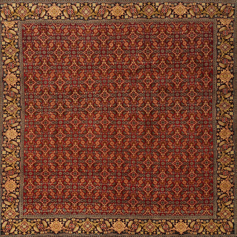 Tapis oriental rouge / jaune / beige, Rond 6 pi