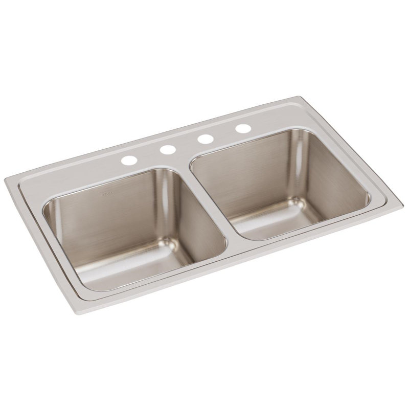 Évier de cuisine à double cuve l 29 po x l 18 po Lustertone, 4 trous