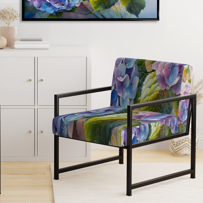 Chaise d'appoint rembourrée Pink Hydrangea Sunset, Noir