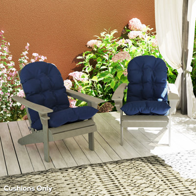 Outdoor Adirondack Chair Cushions Set of 2, Tufted High Back Patio Chair Cushions, Adirondack Cushions with Ties, Non-Slip Replacement Seat Cushions for Adirondack Chairs