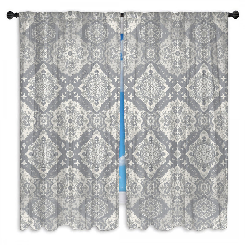 Rideaux de fenêtre damassés gris et voilage damas - 2 panneaux, 40 po x 50 po - 2 panneaux, Obscurcissement de chambre