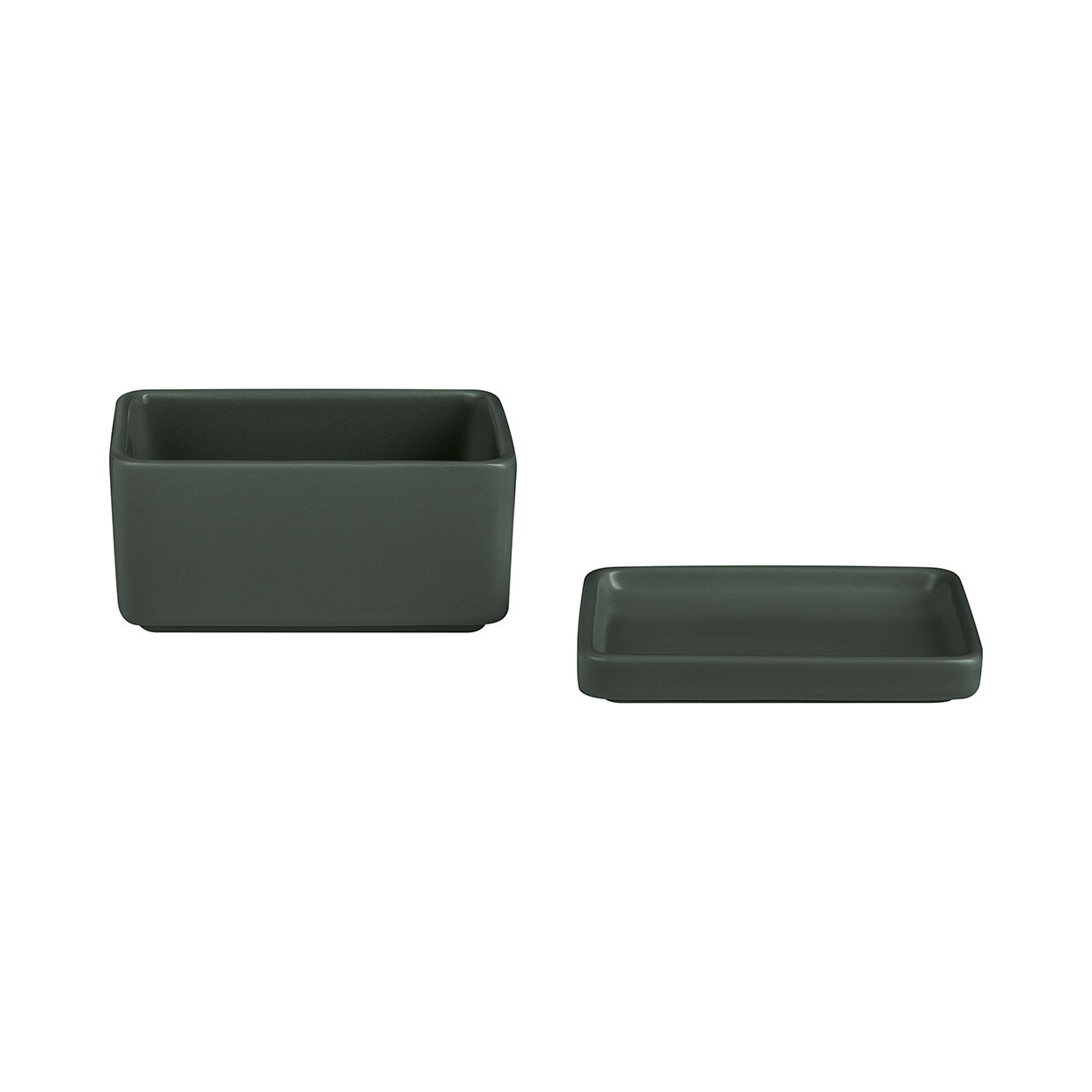 Pilar Stoneware Butter Dish, Agave Green