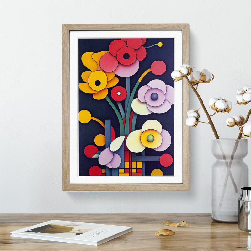 Abstract Flowers No.3 - Single Picture Frame Print, Oak, 46cm H x 34cm W x 2cm D